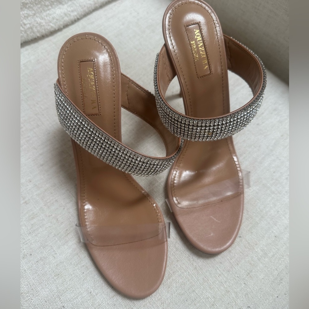 NEW Aquazzura Nude PVC & Crystal High Heel Sandals 39.5 (8.5-9.5), $1190 Retail - Picture 4 of 14